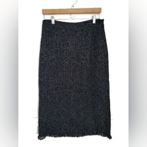 Christopher & Banks Lined Fringe Cross Hatch Tweed Straight Skirt Size 4